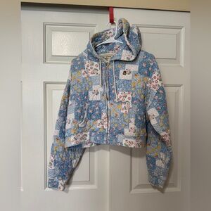 Teddy Fresh Cropped Floral Quilt Jacket